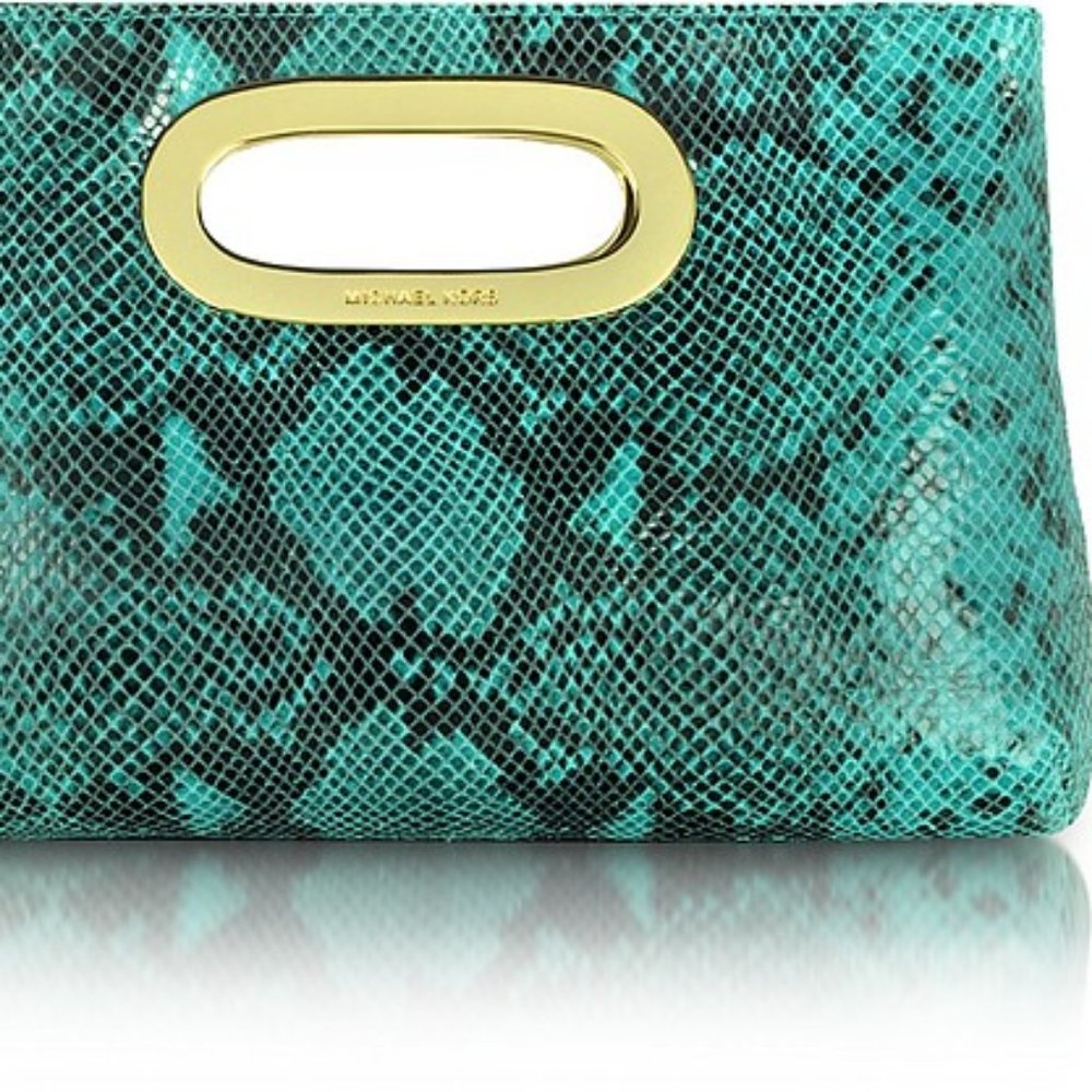 Michael Kors Berkley Python-Embossed Leather Clutc
